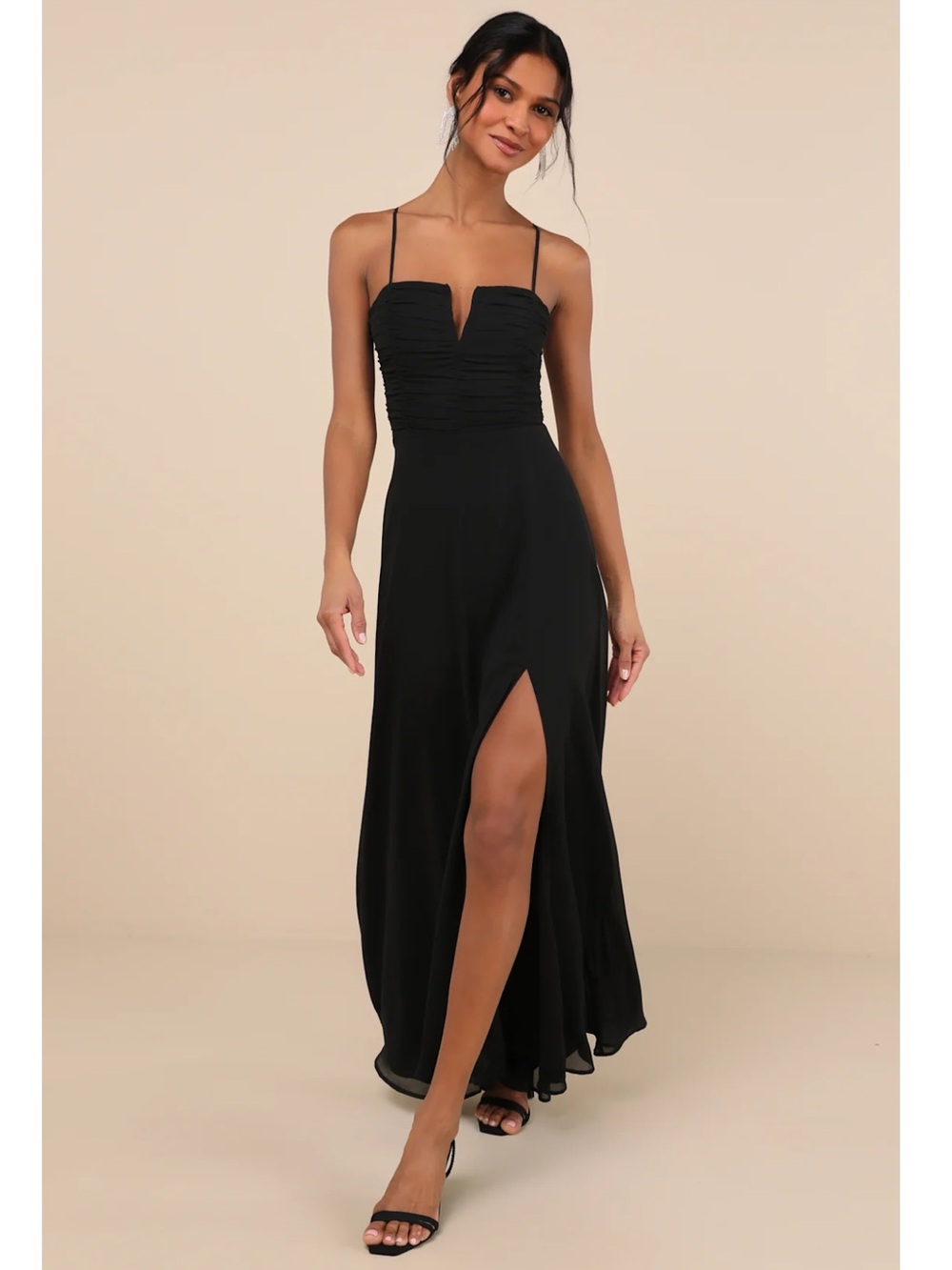 Lulus Sweeney Black Sleeveless Chiffon Maxi Dress Event Formal